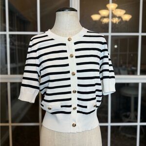 Cece Striped Cardigan – Women’s | Black & White